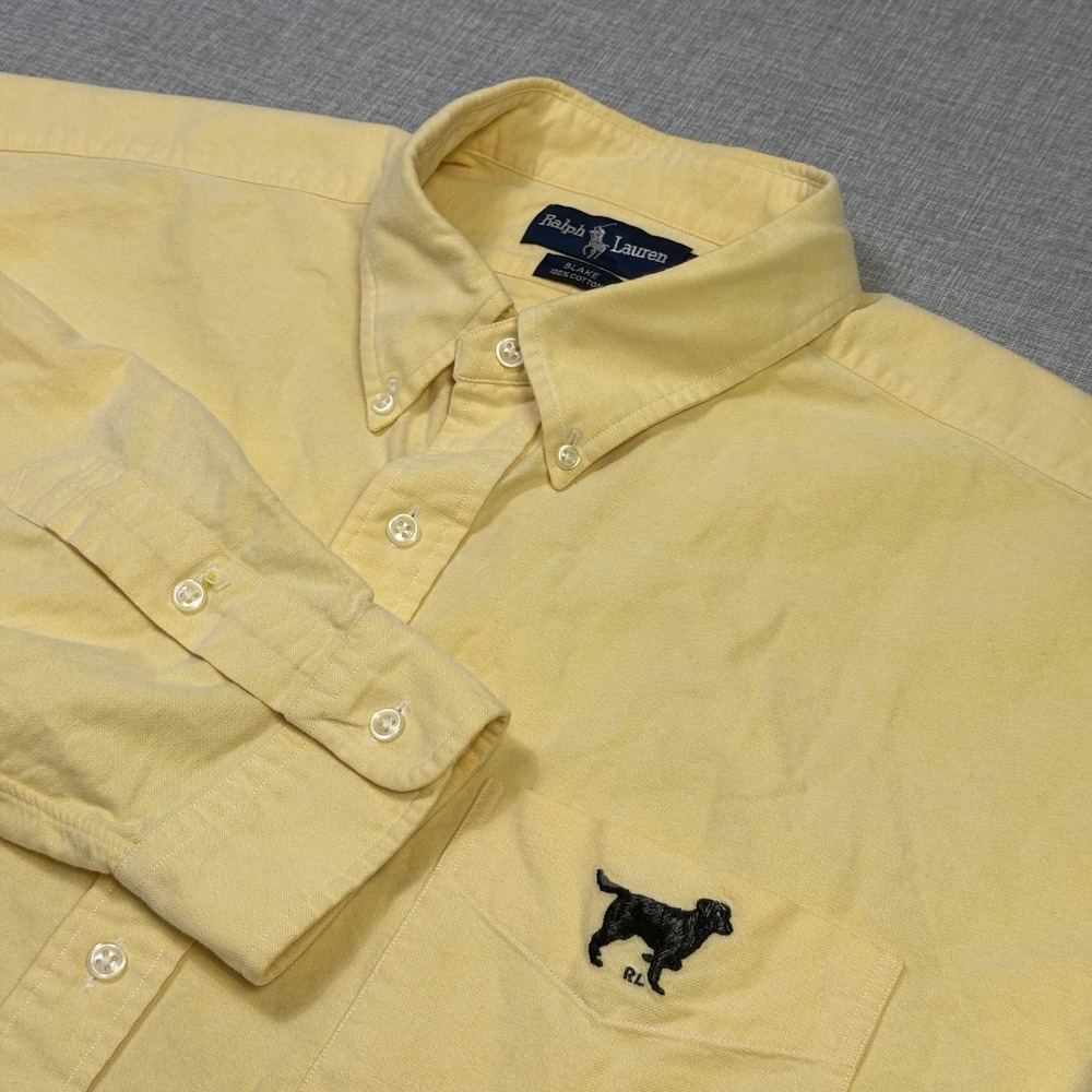Ralph Lauren Blake Vintage Labrador Button-Down Shirt Men 2XL Yellow Long Sleeve